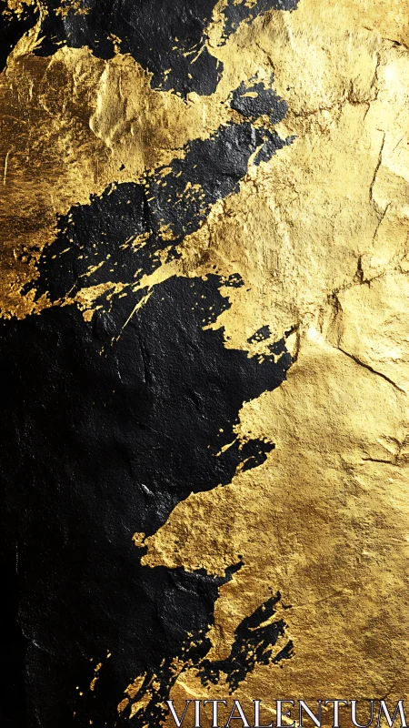 Textured gold leaf over matte black substrate, high contrast field.