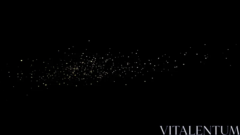 Suspended golden dust particles across deep black void