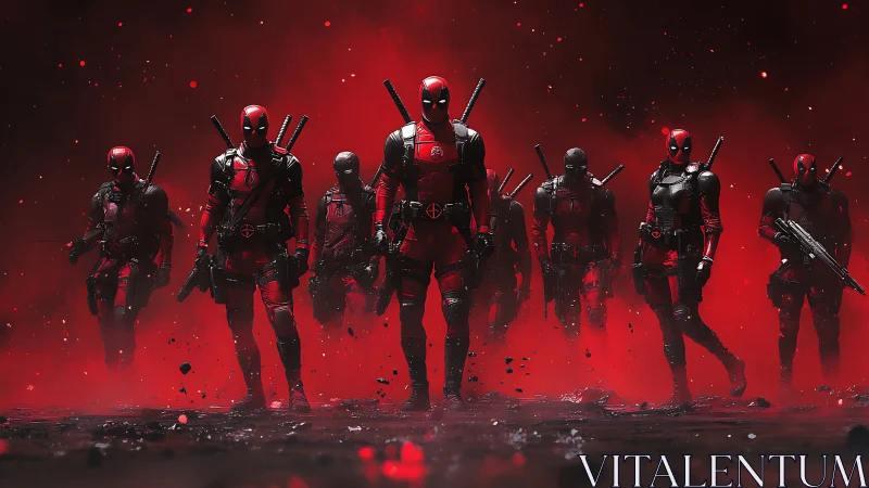 Multiplex Deadpool strike unit in red particulate haze.