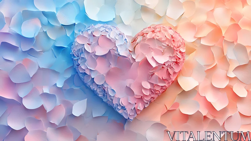 Heart-shaped Form Composed of Layered Floral Petals in Gradient Spectrum