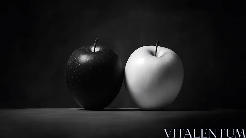 Monochrome apples in stark chiaroscuro contrast study.