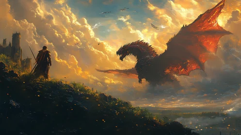 Stormlit dragon hovers while a lone wanderer refuses to kneel
