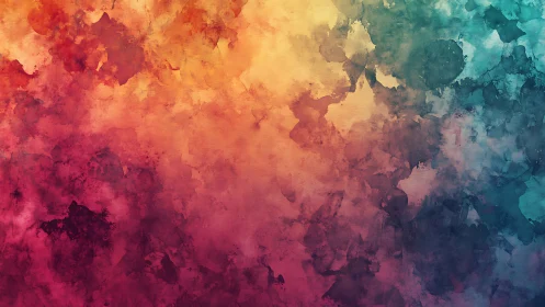 Multicolor watercolor gradient wash with textured pigment diffusion