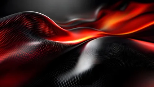Futuristic Abstract Waves with Red and Black Metallic Texture.
