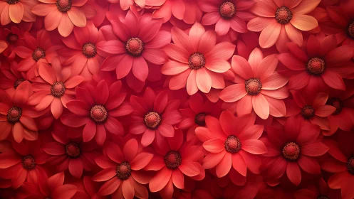 Vibrant Red Floral Composition with Layered Petals.