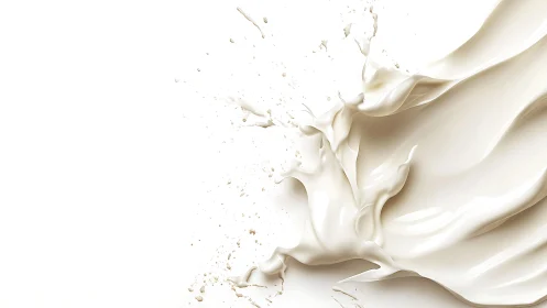 Splashing Creamy Milk on White Background, Minimalist Concept.