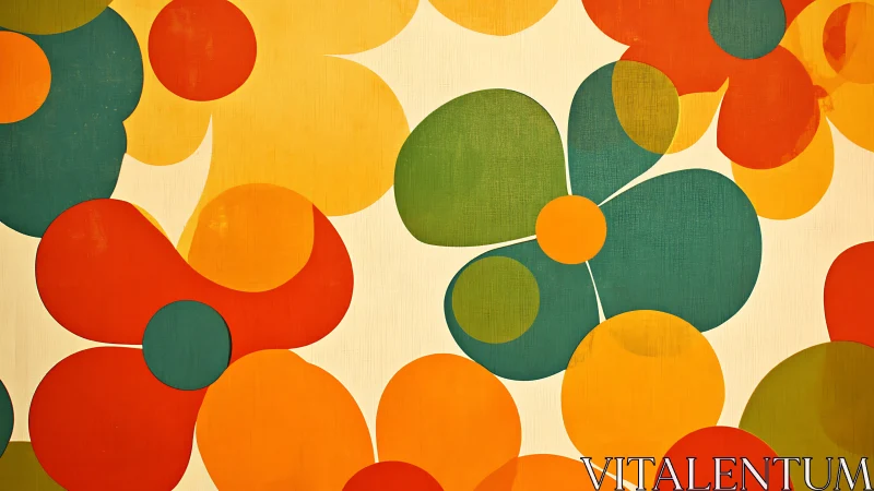 Sunny retro flower clouds drifting across soft canvas.