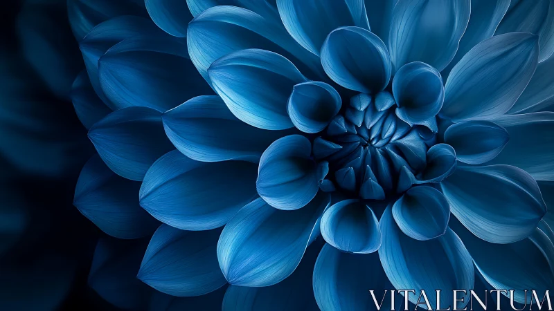 Blue Dahlia Macro: Layered Petals with High-Key Volumetric Lighting