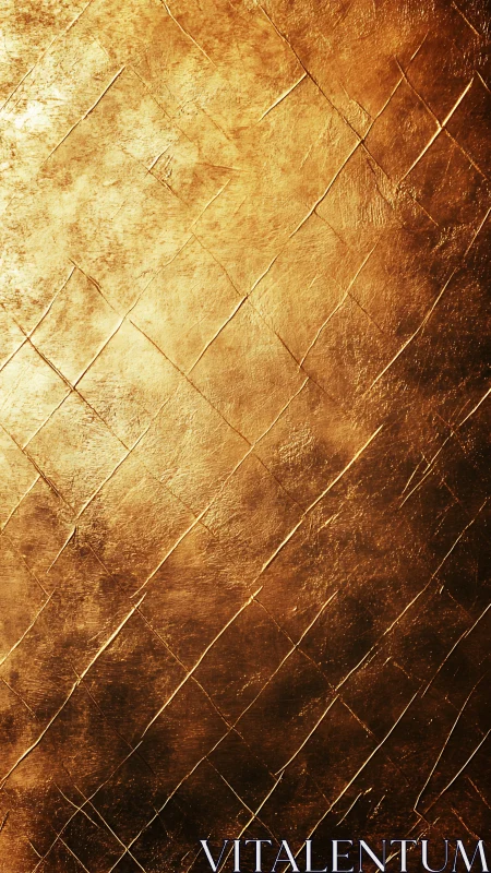 Diagonal textured gold surface shows metallic lattice micro-scratches