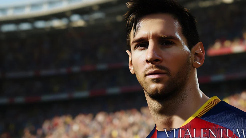 Digital rendering shows close-up footballer in stadium setting