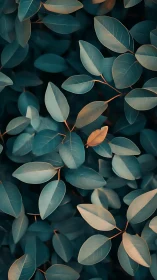 Gentle teal leaves with one warm golden accent in focus.