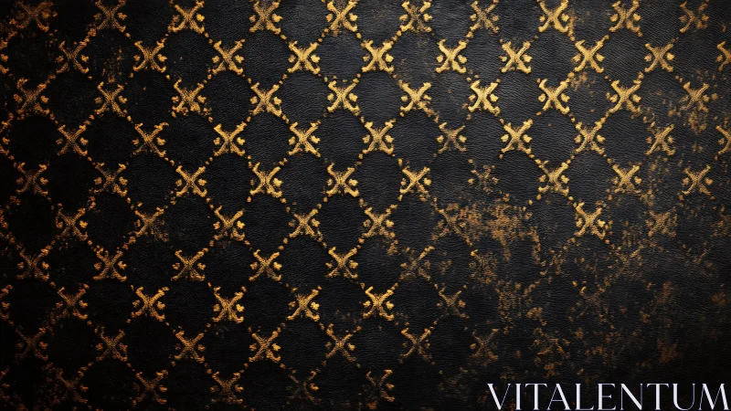 Vintage gold and black textured damask pattern background.