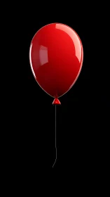 Red helium balloon centered on solid black background.