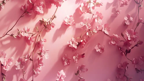 Densely Layered Floral Arrangement: Pink Petals Against Monochromatic Background.