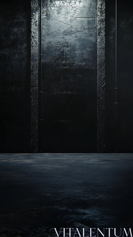 3D industrial wall backdrop with moody low-key illumination.