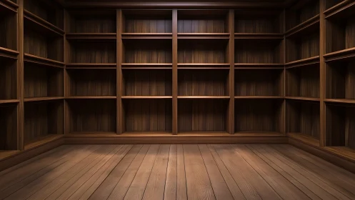 Silent Wooden Library Waiting For Stories To Arrive.