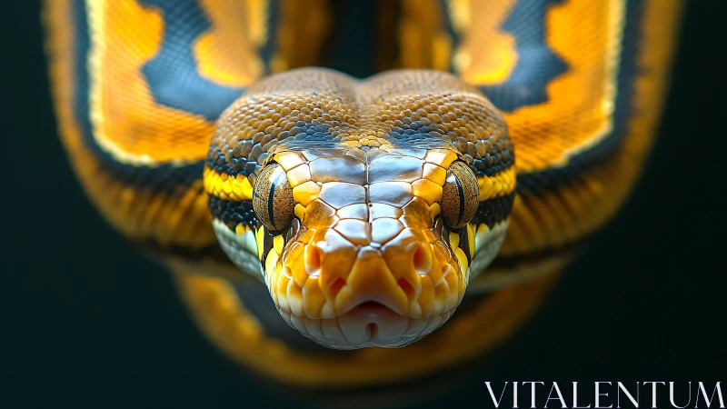 Close frontal macro view shows detailed snake head scales