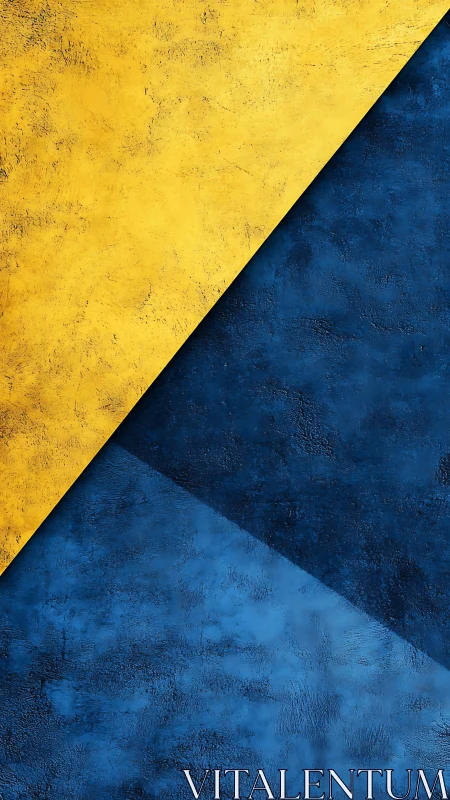 Diagonal yellow plane cuts textured blue concrete field