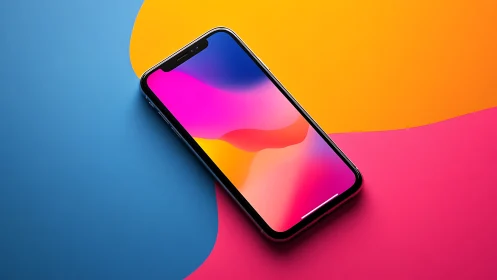 Modern Smartphone Displayed Against Vibrant Gradient Backdrop