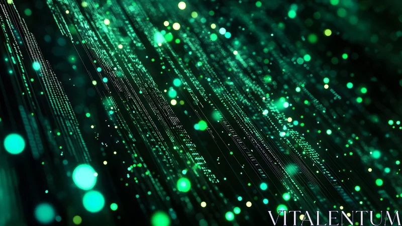 Futuristic digital data streams in glowing green abstract style.