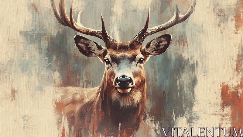 Digitally rendered stag portrait with textured abstract background