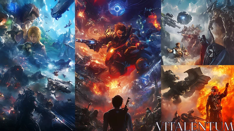 Dynamic sci fi battle montage with armored soldiers and spacecraft