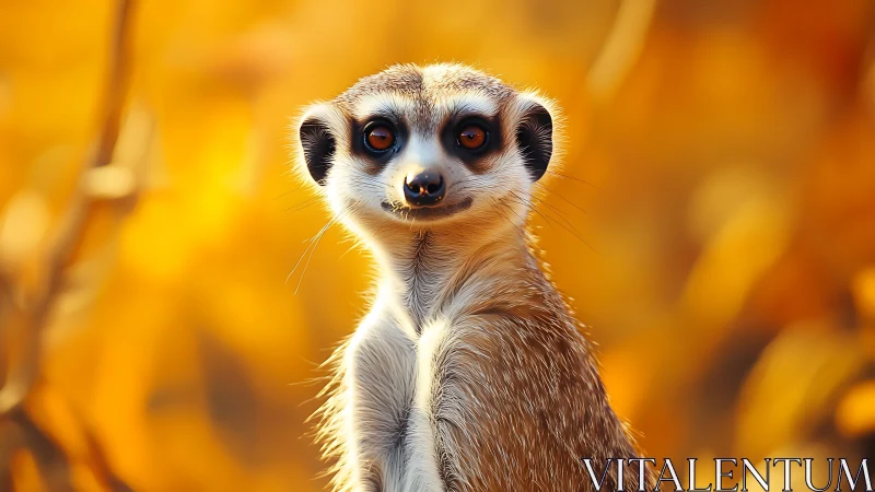 High-detail meerkat portrait against warm defocused bokeh field