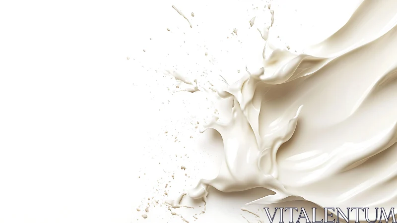 Splashing Creamy Milk on White Background, Minimalist Concept.