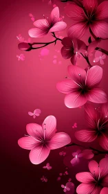 Pink Blooms Dancing in Magenta Light.