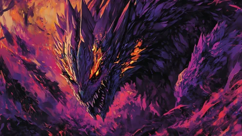 Volcanic chromatic dragon rendered in angular digital turbulence.