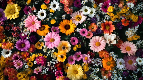 Kaleidoscope Garden Bursts with Rainbow Petals Against Darkness