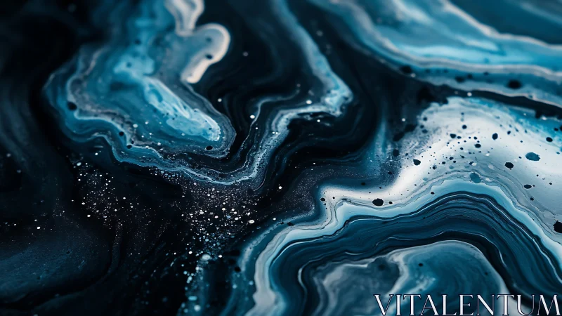 Cosmic blue river of swirling paint and gentle starry specks.