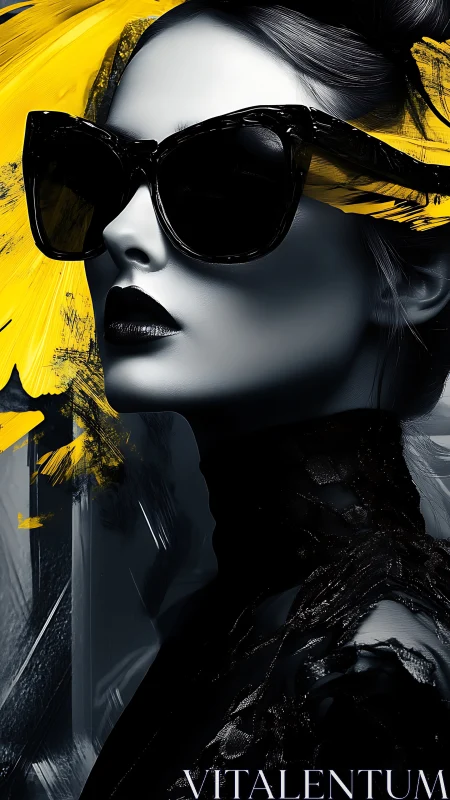 Striking monochrome portrait glows with bold yellow energy