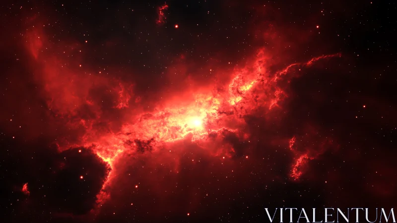 Red emission nebula with dense central luminous region.