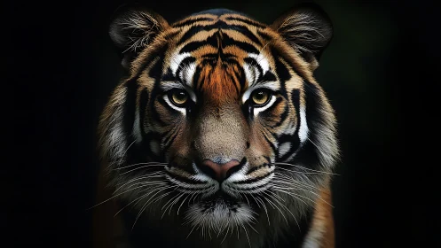 Quiet jungle monarch gazing through the shadows of night.