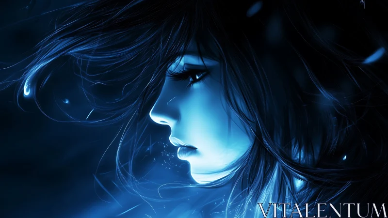 Luminous blue portrait shares a quiet, dreamlike night mood
