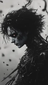 Dark cybernetic wraith glares with a single burning eye.