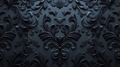 Dark baroque floral relief gleams across a luxurious wall