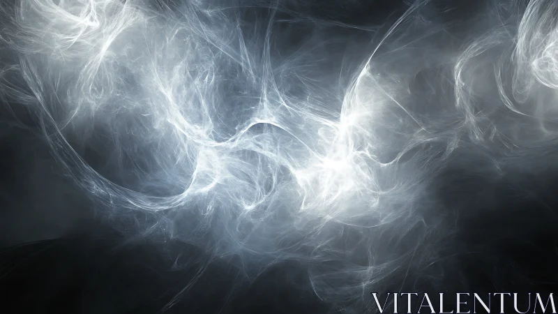 Shimmering white energy swirls gently across a dark void