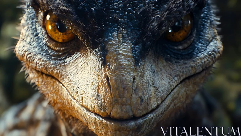 Ultra-detailed reptilian creature portrait with macro facial focus