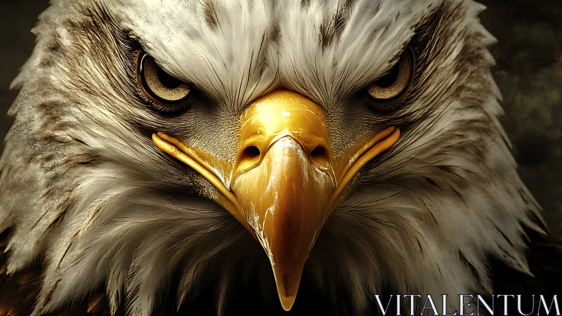 Intense Bald Eagle Close-Up in Dramatic Photorealistic Style.