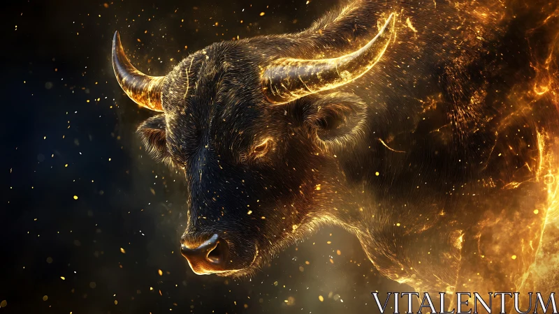 Solar storm bull charging through embers of starlight.