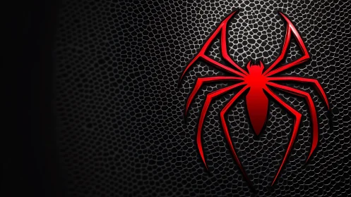 Crimson spider emblem stalks across scaled midnight armor