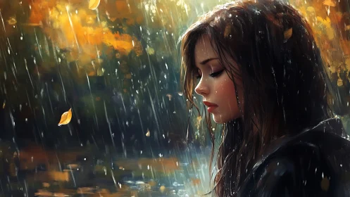 Rain writes quiet confessions along her autumn-bent lashes