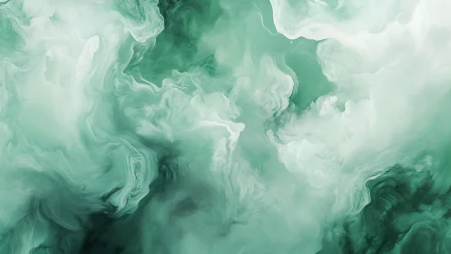 Soft emerald abstract swirl in layered flowing forms.