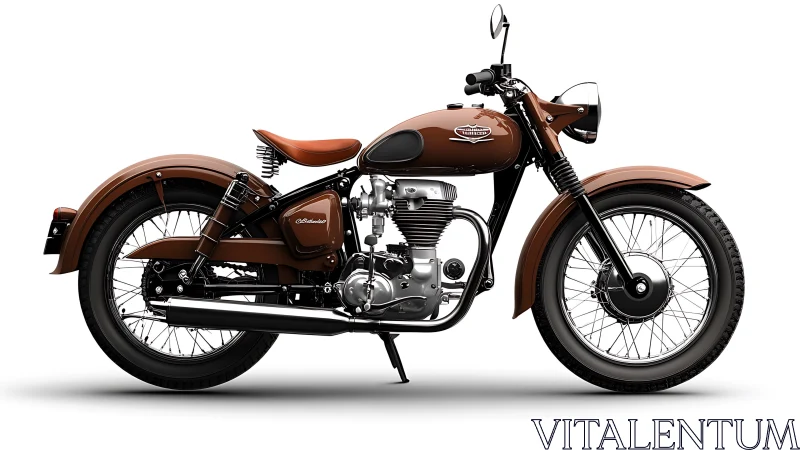 Side profile view of classic brown single-cylinder motorcycle.