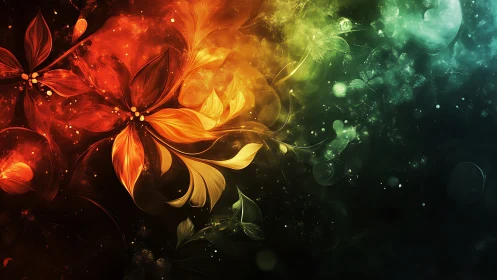 Abstract floral light forms across warm to cool spectrum.