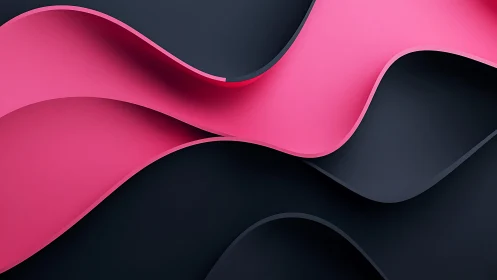 Flowing Pink and Black Abstract Curves in Modern Minimalist Style.