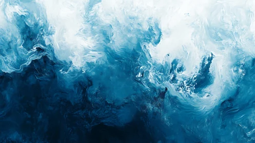 Turbulent cyan fluid dynamics rendered as swirling oceanic abstraction