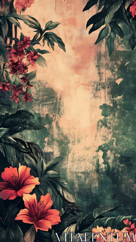 Vintage Garden Dreams: Blossoms Against Worn Walls.